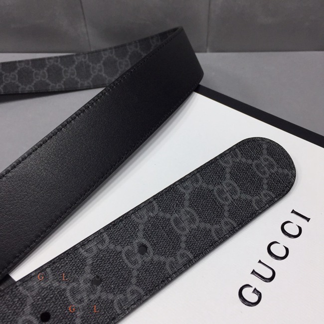 Gucci Belt Supreme Canvas Leather Trim Metal GG Buckle